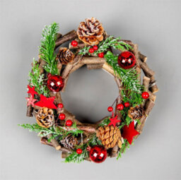 Shatchi 22Cm - B/o Led Twig Wreath Red - thumbnail 3