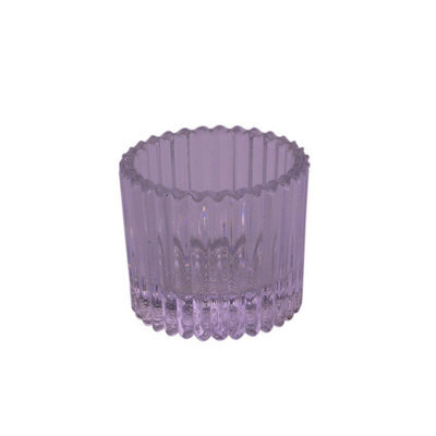 Ribbed Glass Tealight Holder 4.5Cm 10 Pack - Lilac - image 1