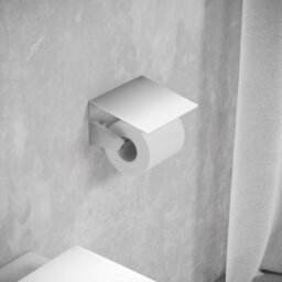 Cosmic Toilet Roll Holder, Silver Gloss, Wall-Mounted, 13 Cm. Collection Kubic - thumbnail 2