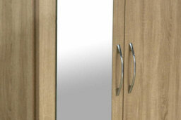 Seconique Nevada Mirrored Wardrobe 2 Door 1 Drawer Wardrobe Sonoma Oak Effect - thumbnail 6