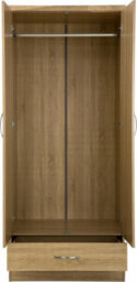 Seconique Nevada Mirrored Wardrobe 2 Door 1 Drawer Wardrobe Sonoma Oak Effect - thumbnail 3