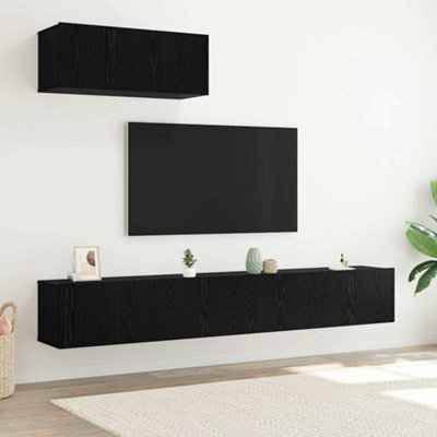 Berkfield 3 Piece Tv Cabinet Set Wall-Mounted Black Oak Engineered Wood - image 1