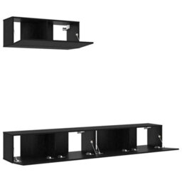 Berkfield 3 Piece Tv Cabinet Set Wall-Mounted Black Oak Engineered Wood - thumbnail 5