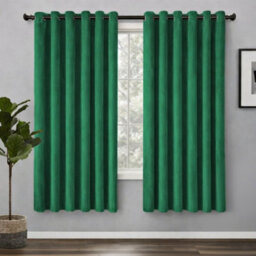 Bedlooms Emerald Green Crushed Velvet Curtains Blackout Thermal Insulated Eyelet Curtain (Pair) 66 X 54 Inches With Tie Back Two