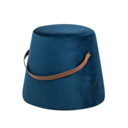 Nordlys Blue Velvet With Rope Pouf Vintage Style Living Room - thumbnail 1
