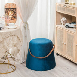 Nordlys Blue Velvet With Rope Pouf Vintage Style Living Room - thumbnail 4
