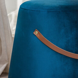 Nordlys Blue Velvet With Rope Pouf Vintage Style Living Room - thumbnail 5