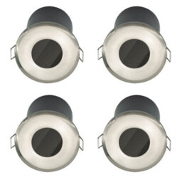 First Choice Lighting Set Of 4 Fire Rated Bathroom Recessed Downlights - Brushed Steel Ip65