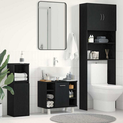 Berkfield Bathroom Cabinet Black Oak 60X32X54 Cm Engineered Wood - image 1