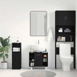 Berkfield Bathroom Cabinet Black Oak 60X32X54 Cm Engineered Wood - thumbnail 4