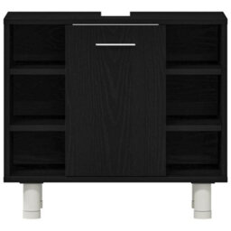 Berkfield Bathroom Cabinet Black Oak 60X32X54 Cm Engineered Wood - thumbnail 7