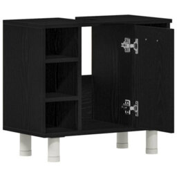 Berkfield Bathroom Cabinet Black Oak 60X32X54 Cm Engineered Wood - thumbnail 5