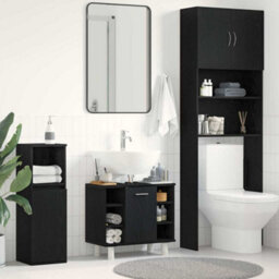 Berkfield Bathroom Cabinet Black Oak 60X32X54 Cm Engineered Wood - thumbnail 1