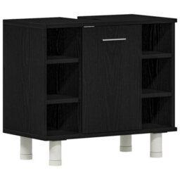 Berkfield Bathroom Cabinet Black Oak 60X32X54 Cm Engineered Wood - thumbnail 2