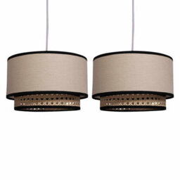 First Choice Lighting Set Of 2 Koral - Natural Rattan And Cane 25 Cm Easy Fit Pendant Shades