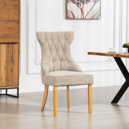 Tiana Fabric Dining Chairs - Set Of 2 - Light Brown - thumbnail 2