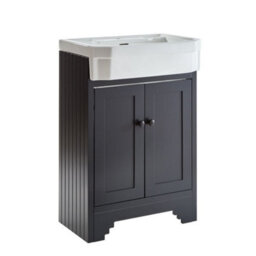 Homestylestore Black Grey 570mm Bathroom Vanity Unit And Round Black Handles - thumbnail 1