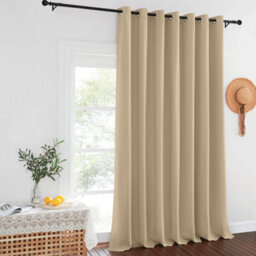 Aspire Homeware Plain Room Darkening Blackout Eyelet Door Curtain Single Panel Cream (W) 168Cm X (D)213Cm With Tie Back - thumbnail 8