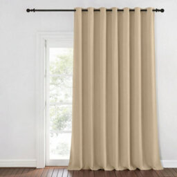 Aspire Homeware Plain Room Darkening Blackout Eyelet Door Curtain Single Panel Cream (W) 168Cm X (D)213Cm With Tie Back - thumbnail 1
