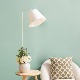 Valuelights Freja Large Wooden Floor Lamp With Fabric Tapered Shade And Coffee Table - thumbnail 5