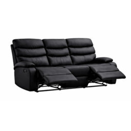 Kidsaw 3 Seater Manual Recliner Sofa Black Pu Fabric - thumbnail 3