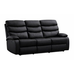 Kidsaw 3 Seater Manual Recliner Sofa Black Pu Fabric - thumbnail 2