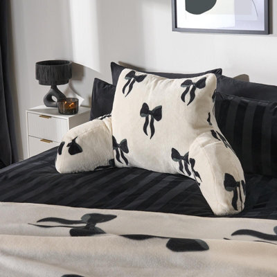 Ohs Bow Cuddle Cushion Soft Fleece Reading Pillow - Black - image 1
