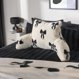 Ohs Bow Cuddle Cushion Soft Fleece Reading Pillow - Black - thumbnail 1