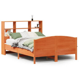 Berkfield Bookcase Bed Without Mattress Wax Brown 120X200Cm Solid Wood Pine - thumbnail 2