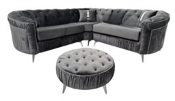 Stratus Interiors Ambassador Panel Sofa Luxury Design With Metal Trim Accents - L Shape Corner - Silver Trim - thumbnail 6