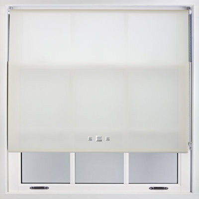 Furnished Trimmable Roller Blind With Triple Square Eyelets And Metal Fittings - Cream Daylight Shade (W)90Cm X (L)210Cm - image 1