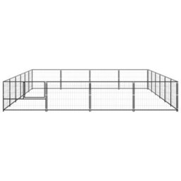 Berkfield Durable Dog Kennel Black 24 M2 Steel - thumbnail 3
