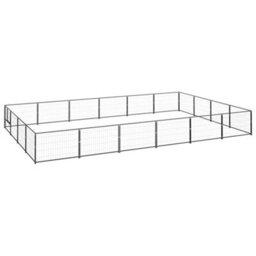 Berkfield Durable Dog Kennel Black 24 M2 Steel - thumbnail 2