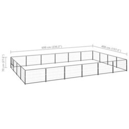 Berkfield Durable Dog Kennel Black 24 M2 Steel - thumbnail 6