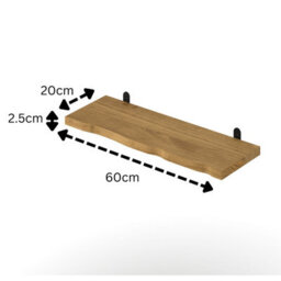 Core Products Chunky Pine Shelf Kit 60Cm - Wavy Live Edge Wall Display, Metal L Brackets, Antique Wax Finish - thumbnail 2