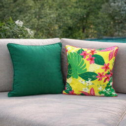 Peggy Wilkins Water Resistant Outdoor Garden Cushion Tropical Bloom Yellow & Pink - thumbnail 2