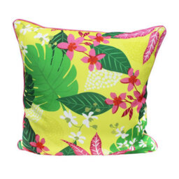 Peggy Wilkins Water Resistant Outdoor Garden Cushion Tropical Bloom Yellow & Pink