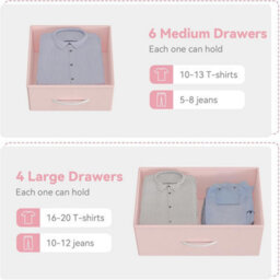London Boutique Pink 12 Drawer Chest Of Drawers, Fabric Dresser With Side Pockets And Hooks, Bedroom Storage Unit, 99X30X110Cm - thumbnail 3