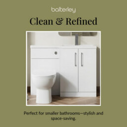 Balterley Right-Hand Bathroom Vanity And Wc Unit Combination With Basin - 1100mm - Gloss White With Brushed Pewter Handles - thumbnail 7