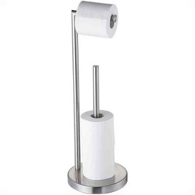 Free Standing Toilet Roll Holder With Stainless Steel Toilet Paper Holder Silver - image 1