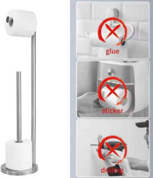 Free Standing Toilet Roll Holder With Stainless Steel Toilet Paper Holder Silver - thumbnail 3