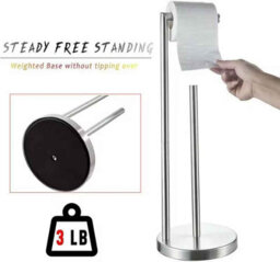 Free Standing Toilet Roll Holder With Stainless Steel Toilet Paper Holder Silver - thumbnail 2