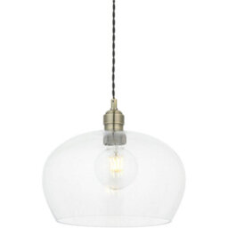 Loops Hanging Ceiling Pendant Light - Medum Antique Brass Plate & Clear Glass - 10W Led E27 - thumbnail 1