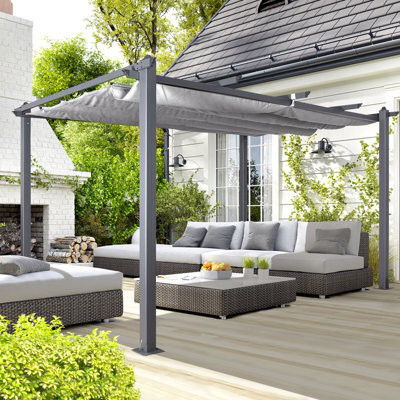 OSeasons Acorn Aluminium 4M Rectangular Pergola Gazebo In Grey - image 1