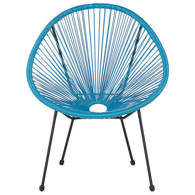Beliani Blue Pe Rattan Papasan Chair Deep-Seat Outdoor Tub Chair W70 X D90 X H87Cm - image 1