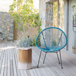Beliani Blue Pe Rattan Papasan Chair Deep-Seat Outdoor Tub Chair W70 X D90 X H87Cm - thumbnail 2