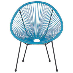 Beliani Blue Pe Rattan Papasan Chair Deep-Seat Outdoor Tub Chair W70 X D90 X H87Cm - thumbnail 1