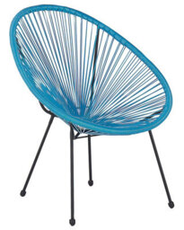 Beliani Blue Pe Rattan Papasan Chair Deep-Seat Outdoor Tub Chair W70 X D90 X H87Cm - thumbnail 3