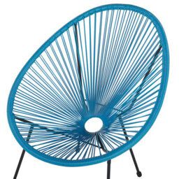 Beliani Blue Pe Rattan Papasan Chair Deep-Seat Outdoor Tub Chair W70 X D90 X H87Cm - thumbnail 5