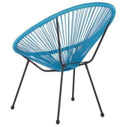 Beliani Blue Pe Rattan Papasan Chair Deep-Seat Outdoor Tub Chair W70 X D90 X H87Cm - thumbnail 4